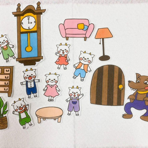 オオカミと7匹のこやぎ パネルシアター お話 絵本 台本つき 1