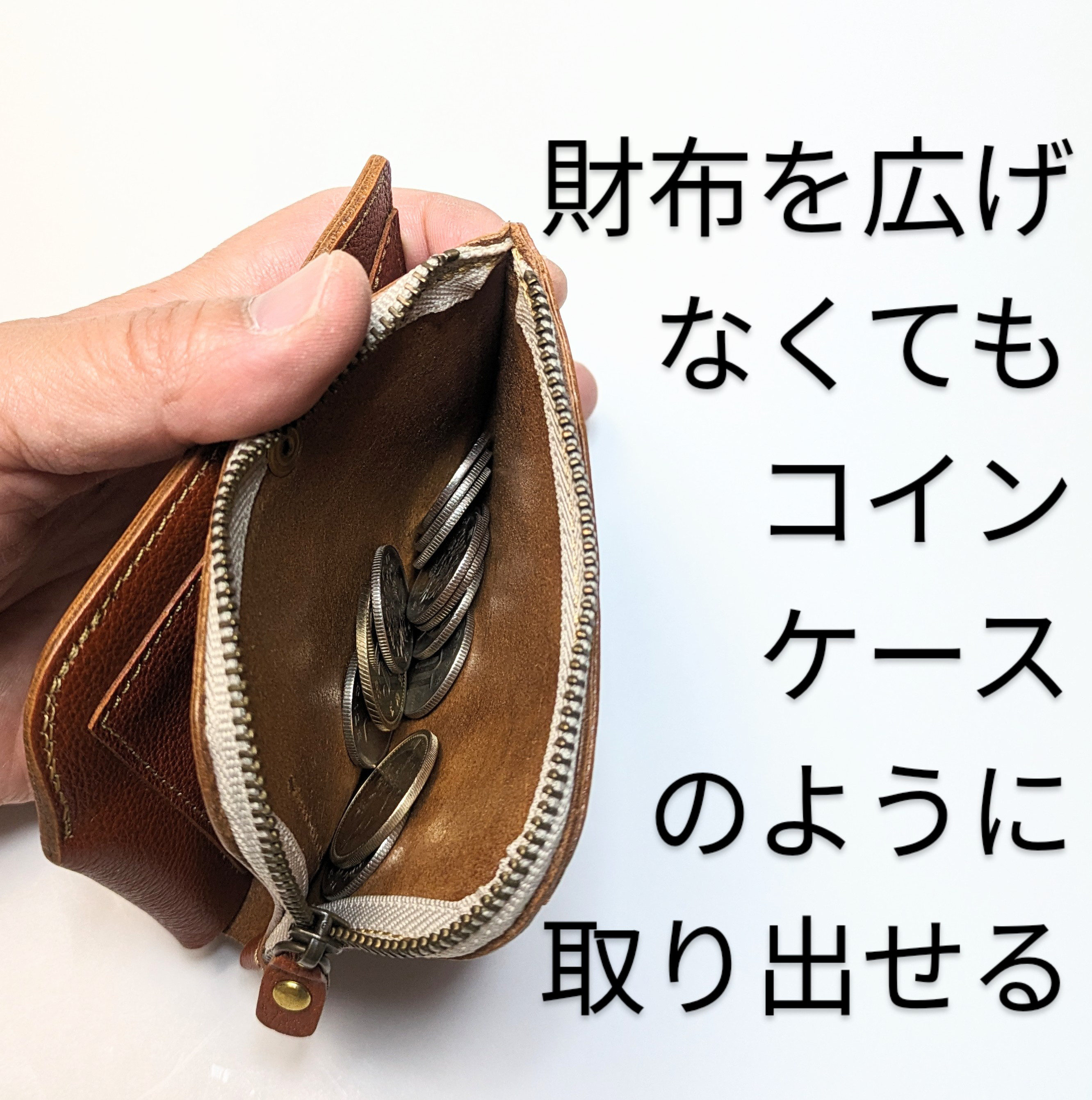 コインが取り出し易い二つ折り財布(黄/茶/赤/エンジ/緑/紺/黒)