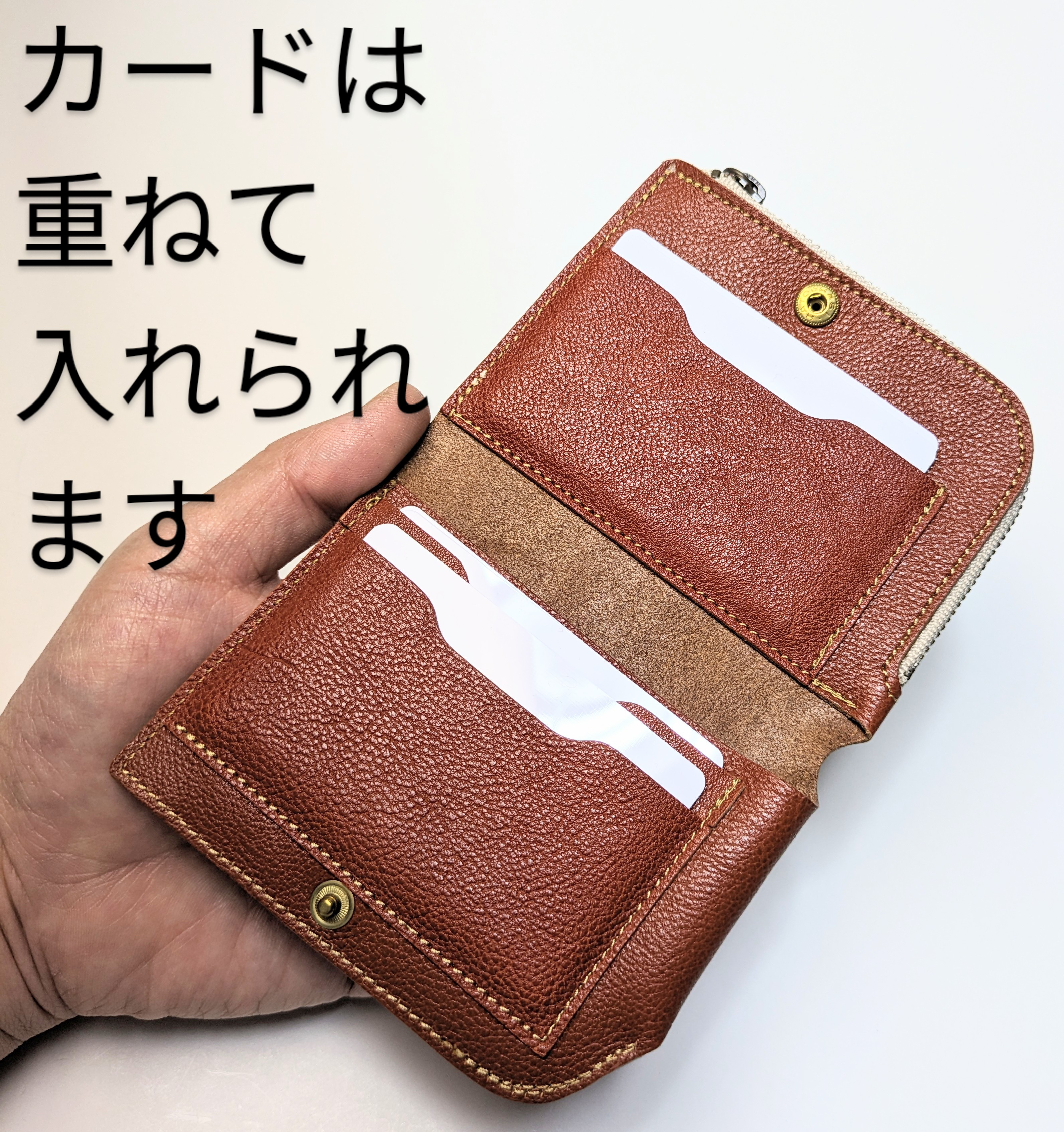 コインが取り出し易い二つ折り財布(黄/茶/赤/エンジ/緑/紺/黒)