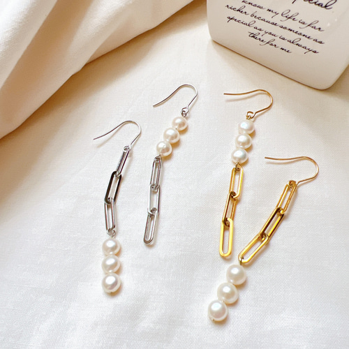 アレルギーでも安心˚✧₊⁎淡水パールのサージカルステンレスチェーン