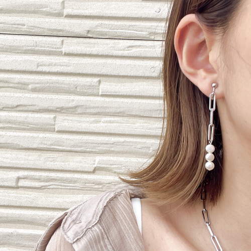 アレルギーでも安心˚✧₊⁎淡水パールのサージカルステンレスチェーン