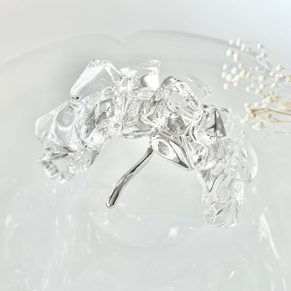 【再販10超】unmelted ice ポニーフック/水晶 クリスタル/金具 シルバーカラー/4月誕生石〈受注制作〉 4枚目の画像