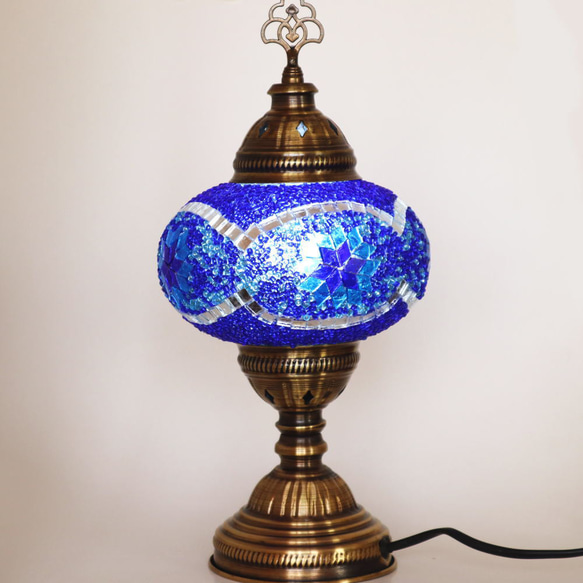 Turkish Mosaic lamp[Desk type]LARGE-Blue star *Free shipping 第3張的照片