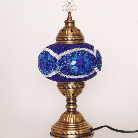 Turkish Mosaic lamp[Desk type]LARGE-Blue star *Free shipping 第4張的照片
