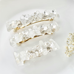 【再販】ice crystalバレッタ/金具 大きめ8cm/水晶 淡水真珠/選べる金具のカラー/フォーマル〈受注制作〉 16枚目の画像