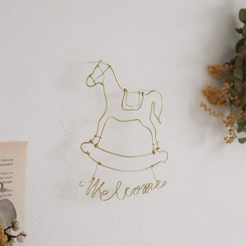 真鍮 馬 インテリア雑貨 .:* 木馬 飾り オブジェ｜ワイヤーアート 玄関
