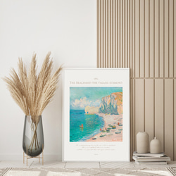 エトルタ：ビーチとファレーズ・ダモン アートポスター 海 夏 名画 絵画 風景画 アートパネル 特大 AP231 2枚目の画像