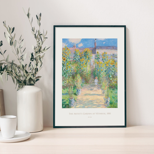 ヴェトゥイユのモネの庭 アートポスター ひまわり 夏 名画 絵画 風景画