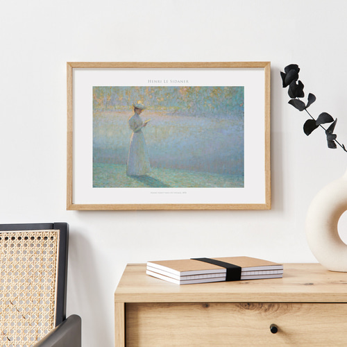 アートポスター アンリ・ル・シダネル 風景の中で読書する女性 絵画