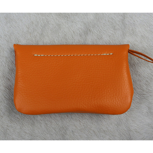 2層の革長財布/かわいいレザー財布/オレンジ色の革/Beko Leather