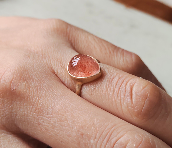 苺のしずく＊strawberry quartz K10 ring 7枚目の画像