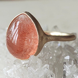 苺のしずく＊strawberry quartz K10 ring 1枚目の画像