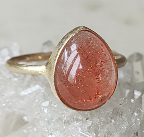 苺のしずく＊strawberry quartz K10 ring 3枚目の画像