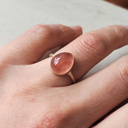 苺のしずく＊strawberry quartz K10 ring 6枚目の画像