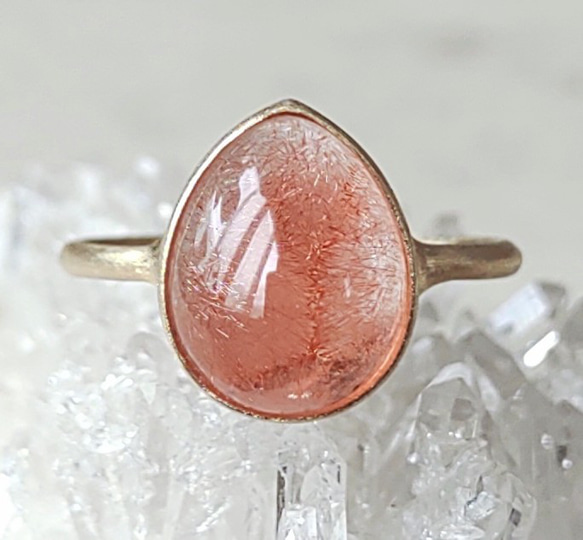 苺のしずく＊strawberry quartz K10 ring 4枚目の画像