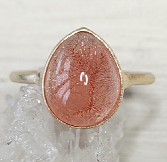 苺のしずく＊strawberry quartz K10 ring 2枚目の画像