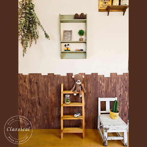 アンティーク木製4段シェルフ ビッグシェルフ ラック 棚 木製 ウッドラック 飾り棚 4段 古材