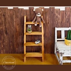 アンティーク木製4段シェルフ LifeStyleFunFun ラック 4段 STALE ステイル 幅90 アンティーク