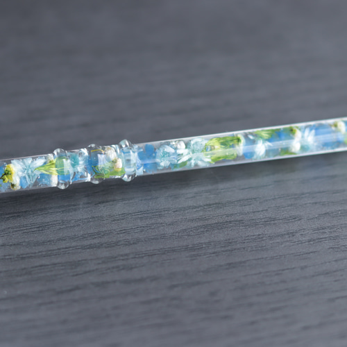 水中花のガラスペン～ボタニカルブルー～＊ガラスペン置き付き＊ハー