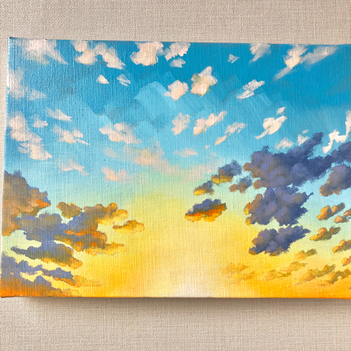 夕焼けの空」原画 油絵 絵画 くさかあきら 通販 13852728