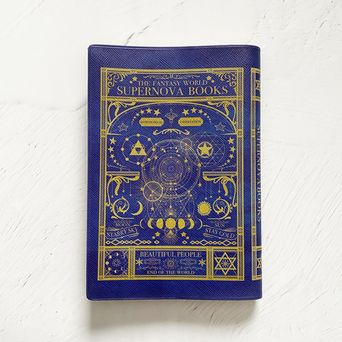 空想天体古書Ⅰ・月の満ち欠け（ブルー） ブックカバー・手帳