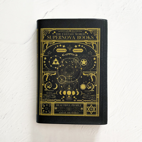 空想天体古書Ⅰ・月の満ち欠け（ブラック） ブックカバー・手帳