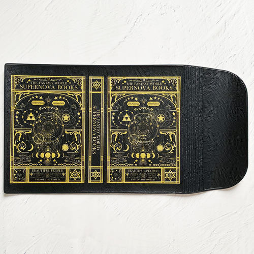 てっちゃん✩.*プロフ必読②ブックカバー 空想天体古書Ⅰ・月の満ち欠け（ブラック） ブックカバー・手帳カバー