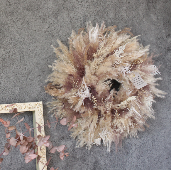 wreath[MOA]№８　パンパスグラスとスモークツリーのリース№８【約３５センチ】　　　パンパス　ドライフラワー 7枚目の画像