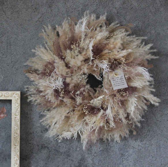 wreath[MOA]№８　パンパスグラスとスモークツリーのリース№８【約３５センチ】　　　パンパス　ドライフラワー 4枚目の画像