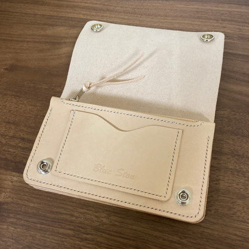 牛革製トラッカーウォレットミドル ヌメ革 ハンドメイド 本革 牛革 ヌメ革 総手縫い ミドルトラッカーウォレット ミドル