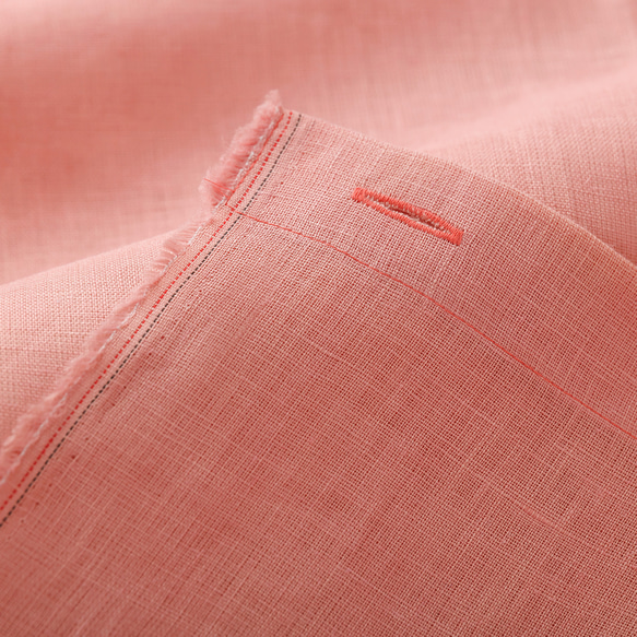 自然素材 麻 リネン100％ 間仕切りカーテン「エブリコーラル 」ピンク系 目隠し のれん ナチュラル　シンプル 5枚目の画像