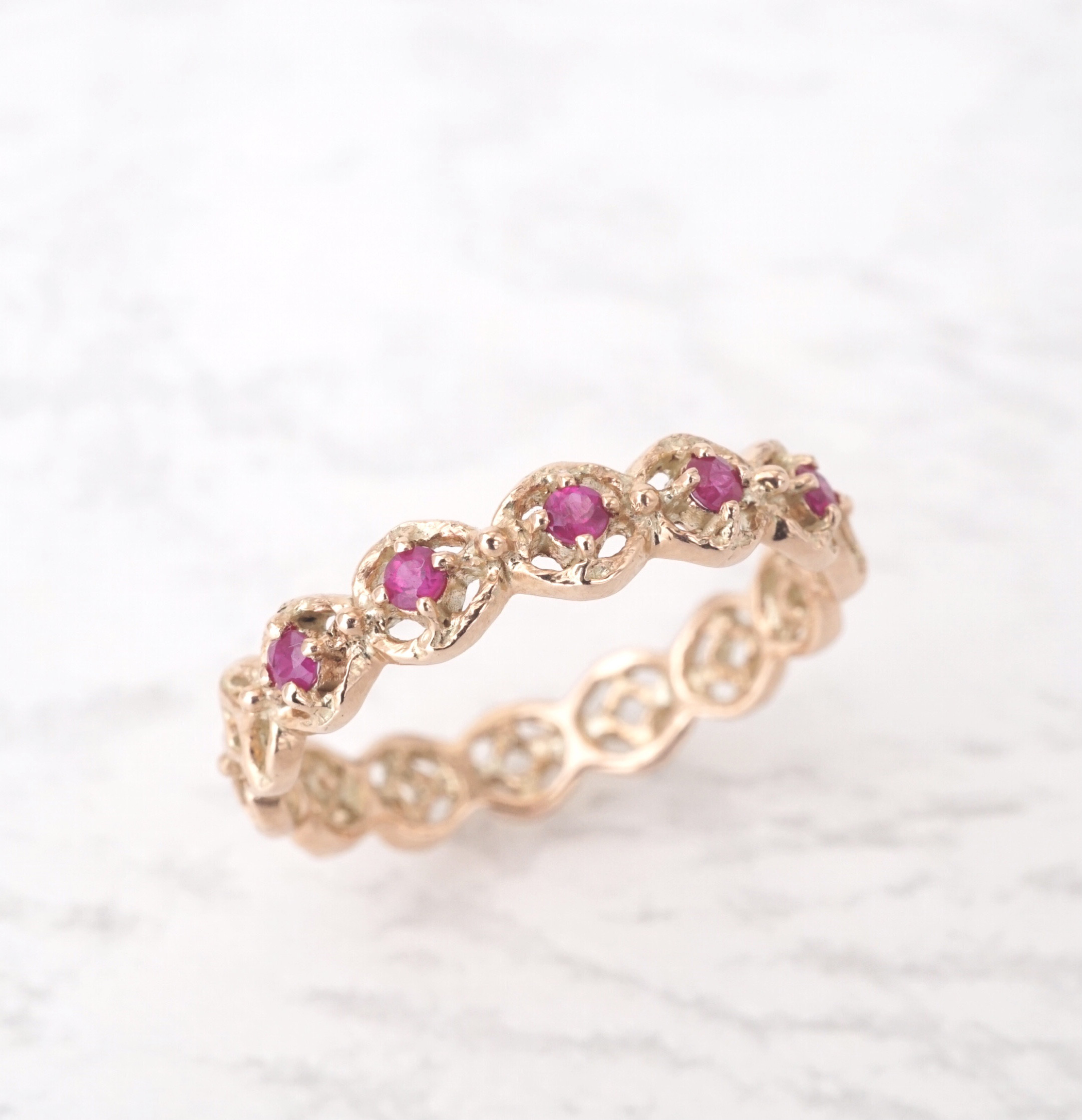 10KPGxルビー5石リング「fiore」