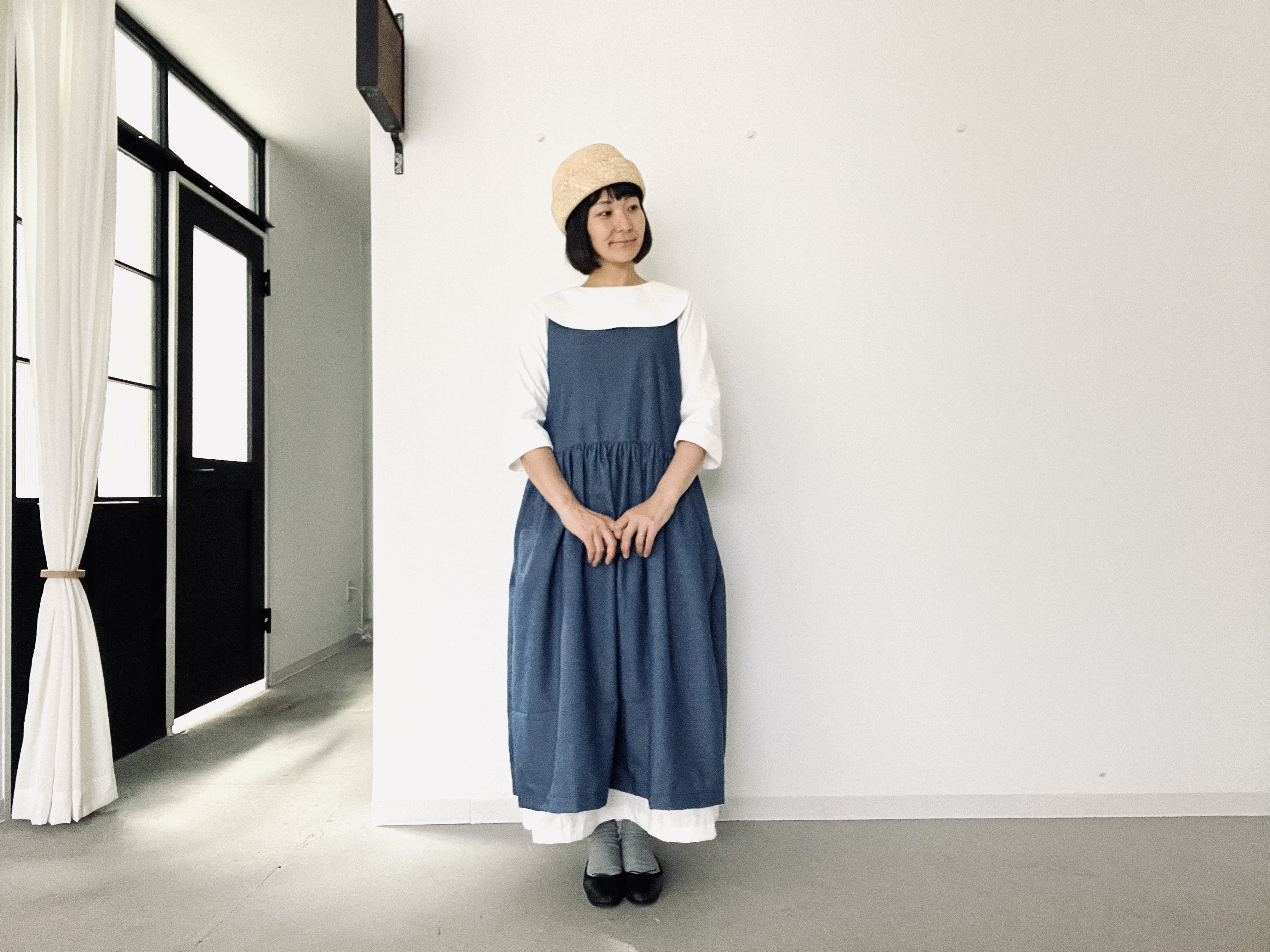 爽やかな海のブルー 大人シンプルワンピ♡親子お揃いコーデ♡