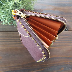 小さなダブルファスナーの長財布（チョコオレンジ） 7枚目の画像