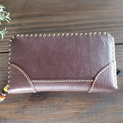 小さなダブルファスナーの長財布（チョコオレンジ） 3枚目の画像