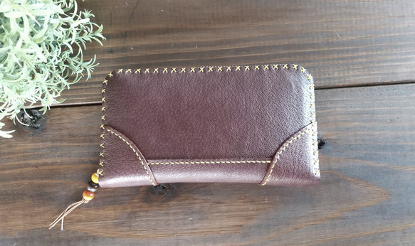 小さなダブルファスナーの長財布（チョコオレンジ） 3枚目の画像