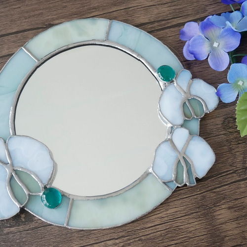 ✴︎:.｡.再販♪ 胡蝶蘭の壁掛け鏡♪ *ステンドグラス* ドレッサー