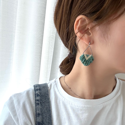 ボヘミアンスタイル フリンジピアス シルバーターコイズ 【公式通販】