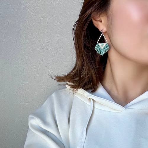 ボヘミアンスタイル フリンジピアス シルバーターコイズ 【公式通販】