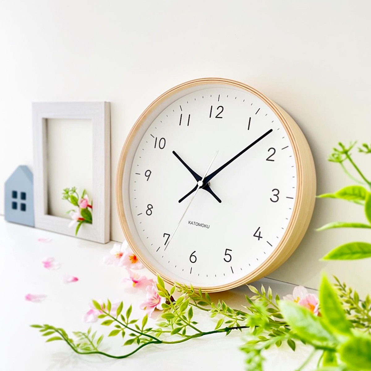 KATOMOKU plywood clock 22 ブラック km-121BK 掛け時計 木製 静か オシャレ 曲げ木
