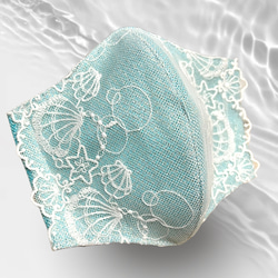 kanami♡レース被布 ラメ生地×刺繍レース 海の煌めき 貝 ホヌ（ウミガメ）幸せを運んでくる