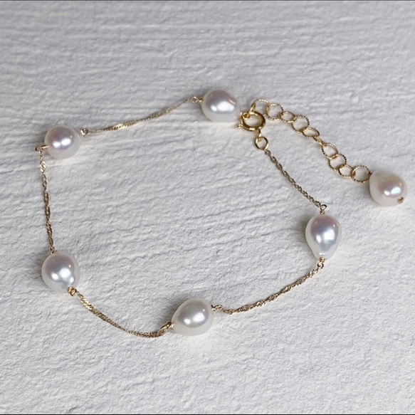 k10 チェーン ティアドロップ ステーションパール ブレスレット