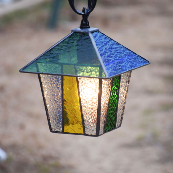 ガーデン ライト ランタン1s-100 ステンドグラス ガーデンランプ 庭園灯 外灯  ガーデニング 雑貨 2枚目の画像
