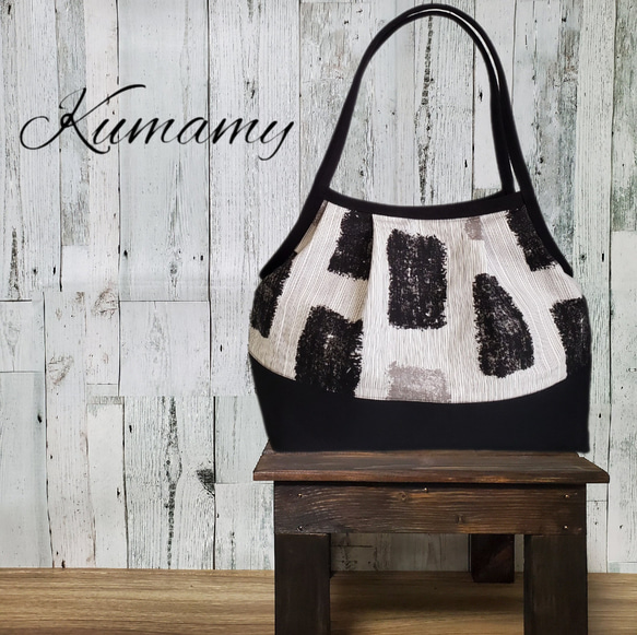 畳縁製 グラニーバッグ 紺色と水色のストライプ 畳縁と帆布で作っ