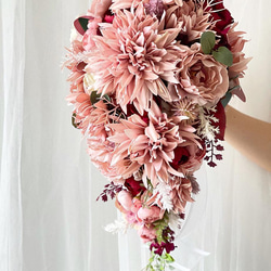 ウェディングブーケとブートニアのセット♡ダリアブーケ♡カモミール♡前撮り♡挙式 ウェディングブーケとブートニアのセット♡ダリアブーケ