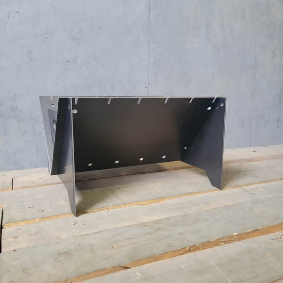 焚き火台　フルセット　組み立て式　焚火台　自作　ハンドメイド　五徳　ロストル　おしゃれ　無骨　男前　アイアン　鉄製　黒皮 