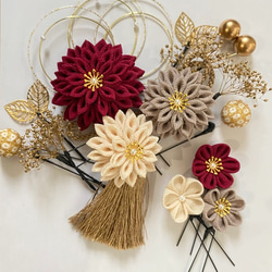 つまみ細工　ヘア飾り　ワインカラー　卒業式　卒業式髪飾り　袴　水引き　成人式用髪飾り　和装　結婚式　ヘアアクセ　色打掛 20枚目の画像