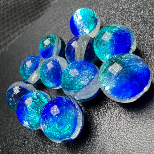 カビラブルー 8mm/ 10mm 12mm 10個セット 蓄光 ホタルガラス 沖縄石垣