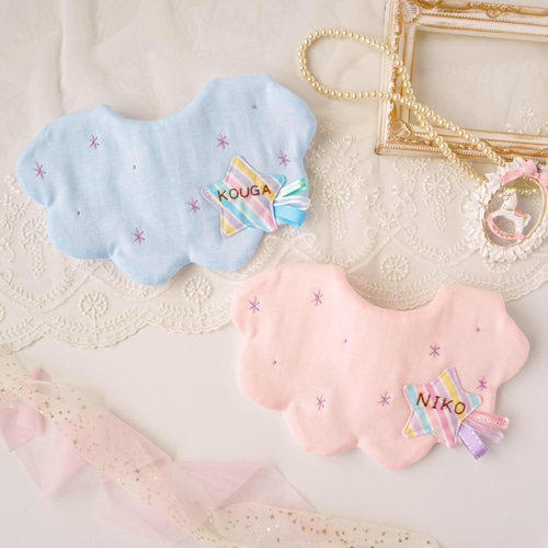 特集掲載＊きらきら雲と流れ星のスタイ♡出産祝いにも人気♡ピンク