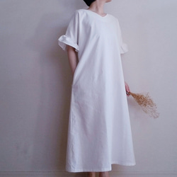 Creema限定　Hirahirasode one piece harf linen canvas 胡紛色 2枚目の画像